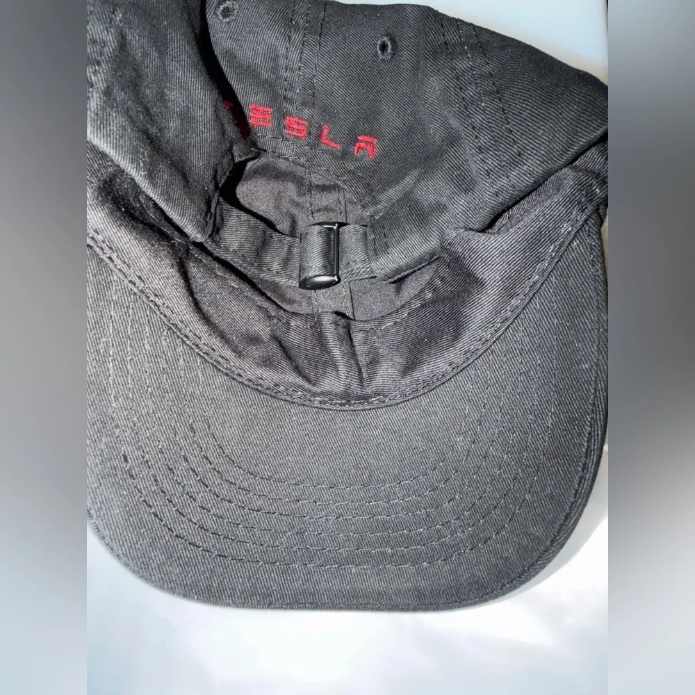 Tesla Adjustable Kids Black Hat w/ Red Embroidered Emblem Mini Elon